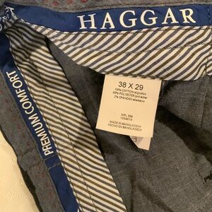 Haggar Blue Striped Comfort Trousers